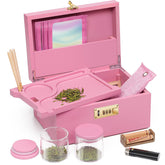 OZCHIN bamboo box front view showing pink finish and elegant storage benefit