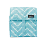 PackIt aqua tie dye front view showing zip closure and pattern, convenient daily carry