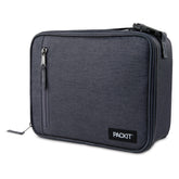 PackIt Freezable Classic front view showing zip closure and professional City Charcoal look, keeps lunches cool