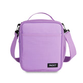 PackIt lavender lunch bag front view showing compact shape and color benefit: stylish portability