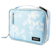 PackIt front view Blue Sky showing zip and handle for easy carrying and quick access