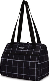 PackIt Hampton front view black grid showing stylish tote and cooler function
