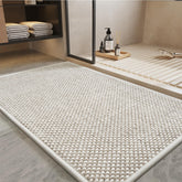 PADOOR front view showing beige and cream bath mat and neat finish for quick absorption