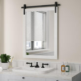 PAIHOME front view showing white farmhouse mirror and clean vanity benefit clarity