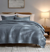 palassio front view of quilt on bed showing full queen coverage and neat drape