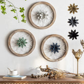 Paquesta front view of three medallions showing farmhouse styling and customizable flowers
