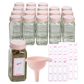 Paris Hilton front packaging showing 19 pink-lid glass jars and accessories for stylish storage