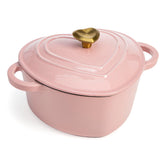 Paris Hilton heart-shaped Dutch oven front view, stylish serving ready