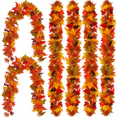 PARTY JOY front view of six maple leaf garlands showing colors and length, easy seasonal decor