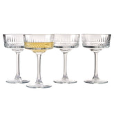 Pasabahce coupe glasses front view showing elegant vintage silhouette and usable capacity
