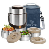 Pawovdeq front view silver showing durable insulated exterior and handle benefit
