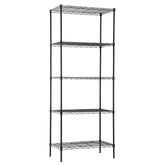 PayLessHere front view shows sturdy black shelving and organized storage benefit