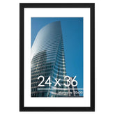 PEALSN front view of black 24x36 frame showing clean display and protection