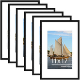 PEALSN front view of six black frames showing clean gallery look and cohesion