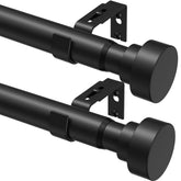 PeSenp front view of two-pack curtain rods showing black finish and full kit benefit