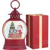 PestiLite front view red lantern snow globe showing festive scene and glow