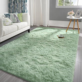 Pettop front view of sage green rug showing plush look and soft decor benefit