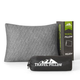 PEUJEW pillow front view showing compact packability and travel-ready design