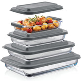 pexo front view of clear glass bakeware shows elegant presentation benefit