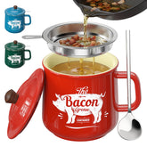 PGYARD ceramic grease saver front view showing farmhouse pattern and 23oz capacity
