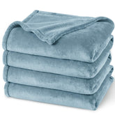 PHF folded dusty blue blanket front view showing plushness and neat finish