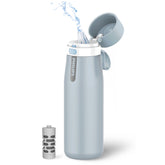 PHILIPS GoZero front view showing sleek blue bottle and branding, highlights portability