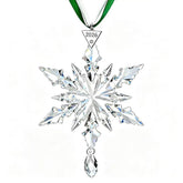 PHIMAS front view of crystal snowflake ornament showing clear sparkle and holiday elegance