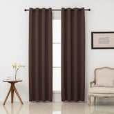 Pickluc front view of chocolate brown panels showing clean modern look and room darkening