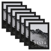 Picrit front view of seven 11x14 black frames showing clean uniform look and instant styling