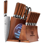 Piklohas front view of block and knives showing complete set and display benefit