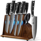 Piklohas front packaging with block showing full 17-piece set and organized countertop benefit