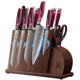 Piklohas front view of full 14-piece set showing knives and magnetic block, polished look and organization benefit