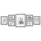 Pinnacle front view of seven black frames showing cohesive gallery look