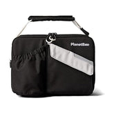 PlanetBox front view in Black Currant showing compartments and easy access benefit