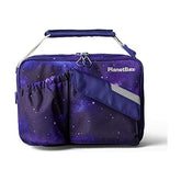 PlanetBox front view shows Stardust pattern and durable zip closure benefit organized transport