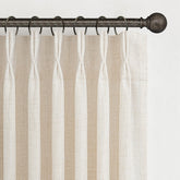 PleatedDrapes front view of cream birch panels showing finished hems and color benefit