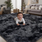 PLHXFR front view of 5x7 rug shows modern black grey and cozy look
