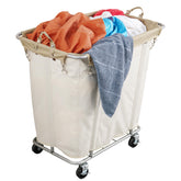 PLKOW front view beige hamper showing full capacity and organized storage benefit