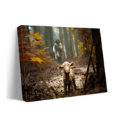 Ploceiny front view of canvas showing Jesus and lamb, calming focal point