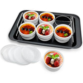 PLSFIT front view of six white porcelain ramekins showing elegant serving benefit