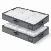 PLUMGEAN front view of charcoal grey 4-inch under-bed bins showing clean design and capacity