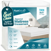 PlushDeluxe front view showing full twin encasement protecting mattress