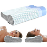 Polovo front view of ergonomic contour pillow showing shape and support