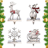 popamaz front view of four stocking holders showing festive designs and neat display benefit
