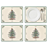 Portmeirion front view of placemats showing Christmas Tree print and protection