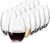 Potdoctor front view of 12-piece crystal glasses showing uniform elegant design and practicality