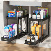 POUGNY front view of organizer showing two-tier layout and neat storage benefit