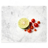 PracFit front view of Carrara marble board showing polished surface and size benefit