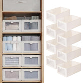 Pradnel front view of eight folded storage bins shows tidy shelves and quick organization