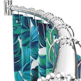 PrettyHome front view of chrome curved rod showing extra shower space